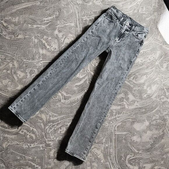 Gap 90s  Straight High Rise Gray Black Denim Jeans 0R 25 - Picture 1 of 8